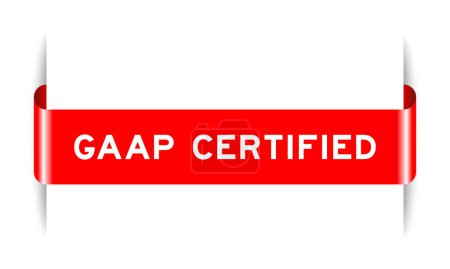 Ilustración de Banner de etiqueta de color rojo insertado con palabra GAAP (Abreviatura de principios contables generalmente aceptados) certificado sobre fondo blanco - Imagen libre de derechos