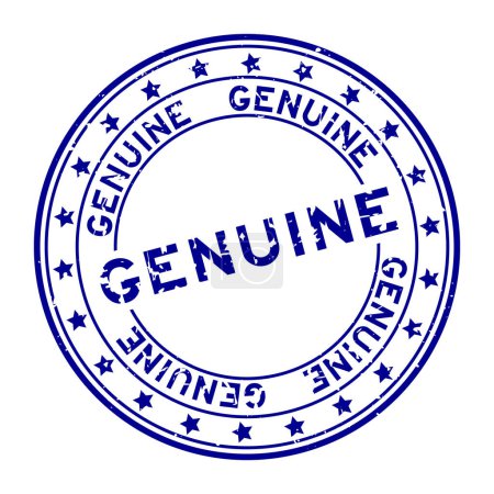 Illustration pour Grunge bleu véritable mot rond tampon de joint en caoutchouc sur fond blanc - image libre de droit