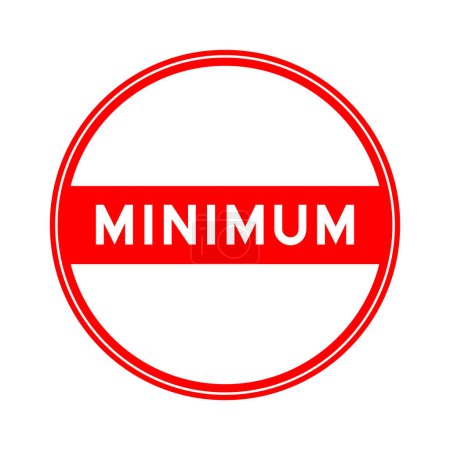 Black color round seal sticker in word minimum on white background