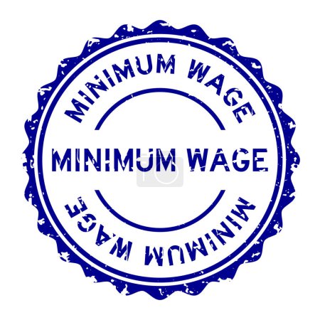 Ilustración de Grunge blue salario mínimo palabra ronda sello de goma sobre fondo blanco - Imagen libre de derechos