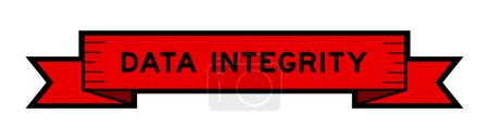 Téléchargez les illustrations : Bannière d'étiquette de ruban avec intégrité des données de mot en couleur rouge sur fond blanc - en licence libre de droit