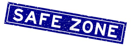 Téléchargez les illustrations : Grunge bleu zone sûre mot carré cachet en caoutchouc sur fond blanc - en licence libre de droit