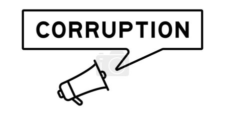 Ilustración de Icono de megáfono con burbuja de voz en la corrupción de palabras sobre fondo blanco - Imagen libre de derechos