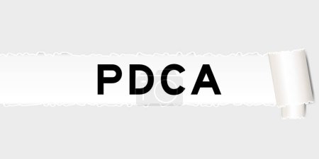 Ilustración de Fondo de papel gris rasgado que tienen la palabra PDCA (Abreviatura del plan hacer acto de verificación) bajo parte rasgada - Imagen libre de derechos