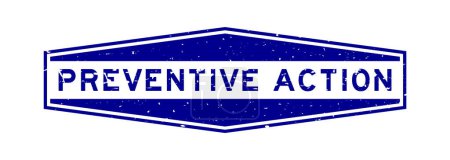Ilustración de Grunge azul palabra de acción preventiva sello de goma hexágono sobre fondo blanco - Imagen libre de derechos