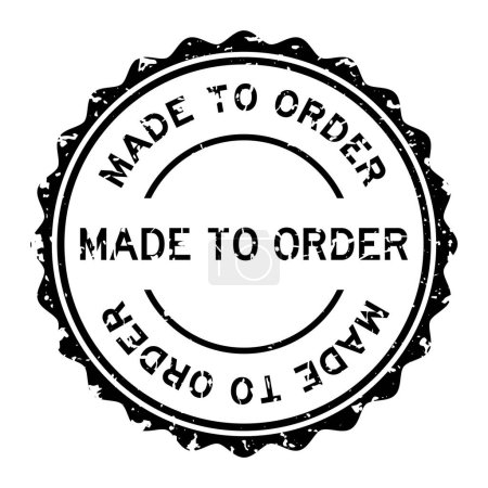 Ilustración de Grunge negro hecho a la orden sello de goma redonda palabra sobre fondo blanco - Imagen libre de derechos