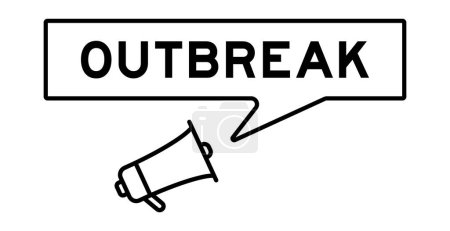 Illustration for Megaphone icon with speech bubble in word outbreak on white background - Royalty Free Image