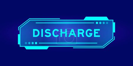 Illustration for Futuristic hud banner that have word discharge on user interface screen on blue background - Royalty Free Image