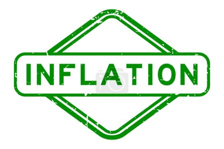 Illustration for Grunge green inflation word rubber seal stamp on white background - Royalty Free Image