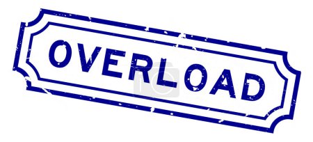 Illustration for Grunge blue overload word rubber seal stamp on white background - Royalty Free Image