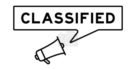 Illustration for Megaphone icon with speech bubble in word classified on white background - Royalty Free Image
