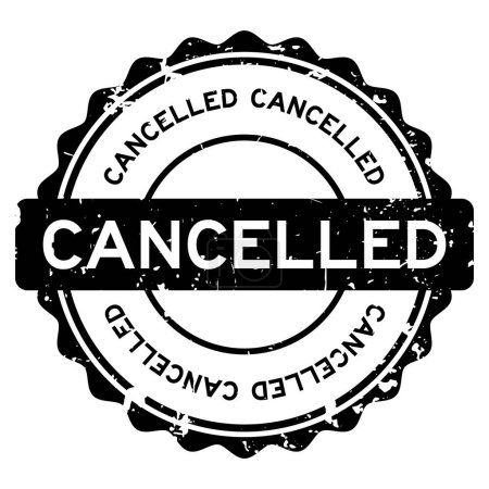 Illustration for Grunge black cancelled word round rubber seal stamp on white background - Royalty Free Image