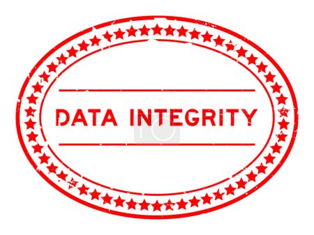 Ilustración de Grunge red data integrity word oval rubber seal stamp on white background - Imagen libre de derechos