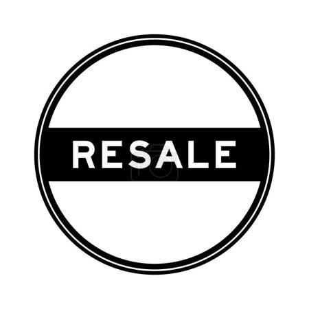 Schwarze Farbe runde Siegelaufkleber in Wort Weiterverkauf auf weißem Hintergrund