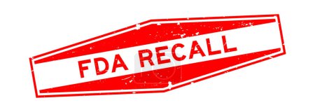 Téléchargez les illustrations : Grunge rouge FDA rappel mot hexagone caoutchouc cachet sur fond blanc - en licence libre de droit