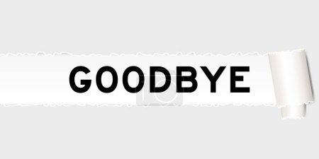 Illustration for Ripped gray paper background that have word goodbye under torn part - Royalty Free Image