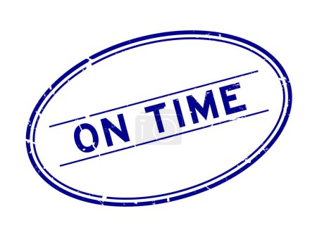 Ilustración de Grunge azul sobre palabra de tiempo sello de goma ovalada sello sobre fondo blanco - Imagen libre de derechos