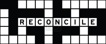 Illustration for Alphabet letter in word reconcile on crossword puzzle background - Royalty Free Image