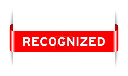 Ilustración de Banner de etiqueta insertado de color rojo con palabra reconocida sobre fondo blanco - Imagen libre de derechos