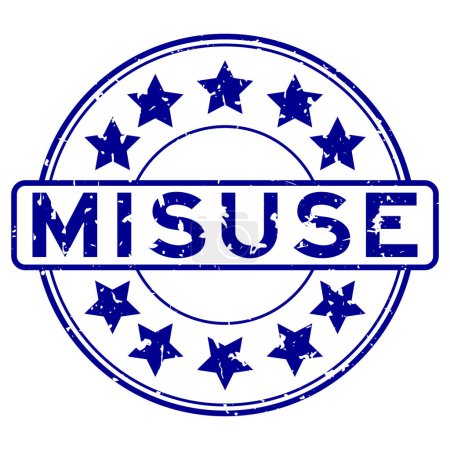 Illustration for Grunge blue misuse word with star icon round rubber seal stamp on white background - Royalty Free Image