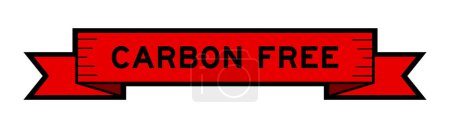 Illustration for Ribbon label banner with word carbon free in red color on white background - Royalty Free Image