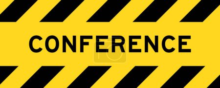 Ilustración de Color amarillo y negro con bandera de etiqueta de rayas de línea con conferencia de palabras - Imagen libre de derechos