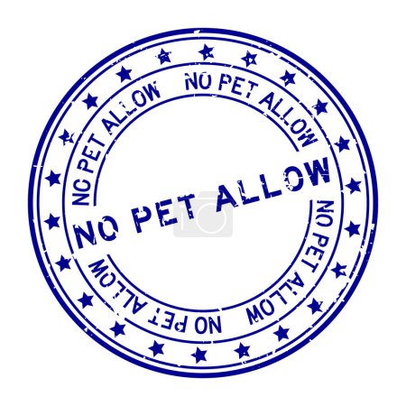 Illustration for Grunge blue no pet allow word with star icon round rubber seal stamp on white background - Royalty Free Image