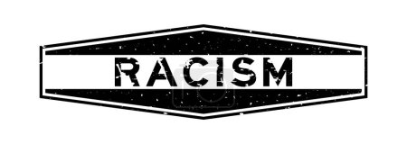 Téléchargez les illustrations : Grunge noir racisme mot hexagone caoutchouc sceau timbre sur fond blanc - en licence libre de droit