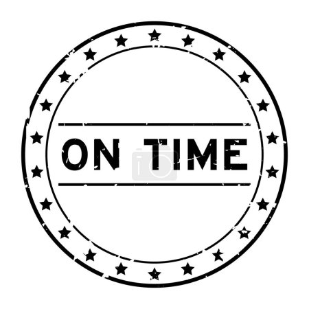 Ilustración de Grunge negro a tiempo palabra ronda sello de goma sobre fondo blanco - Imagen libre de derechos