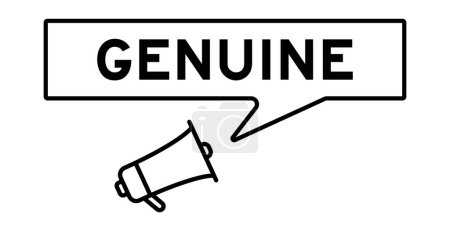 Illustration for Megaphone icon with speech bubble in word genuine on white background - Royalty Free Image