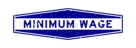 Ilustración de Grunge blue salario mínimo palabra hexágono sello de goma sobre fondo blanco - Imagen libre de derechos