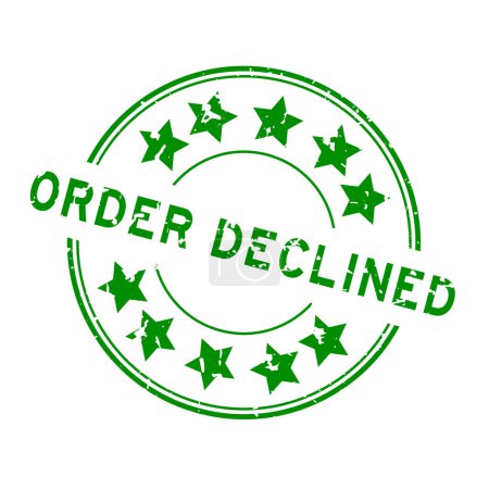 Illustration for Grunge green order declined word with star icon round rubber seal stamp on white background - Royalty Free Image