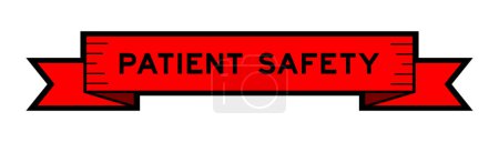 Illustration for Ribbon label banner with word patient safety in red color on white background - Royalty Free Image
