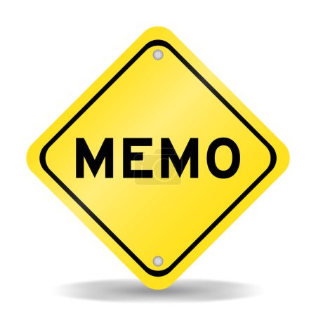 Ilustración de Signo de transporte de color amarillo con palabra memo sobre fondo blanco - Imagen libre de derechos