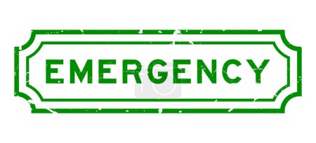 Téléchargez les illustrations : Grunge vert mot d'urgence cachet en caoutchouc sur fond blanc - en licence libre de droit
