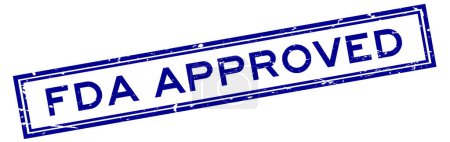 Téléchargez les illustrations : Grunge bleu FDA approuvé mot carré tampon en caoutchouc en arrière-plan blanc - en licence libre de droit