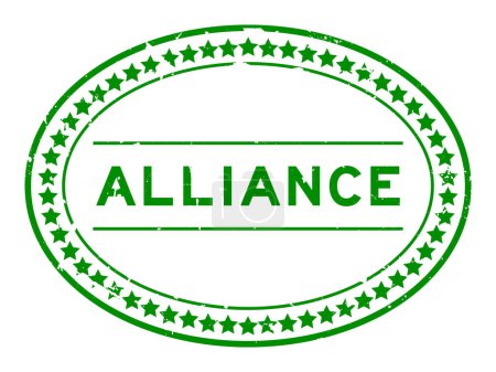 Illustration for Grunge green alliance word oval rubber seal stamp on white background - Royalty Free Image