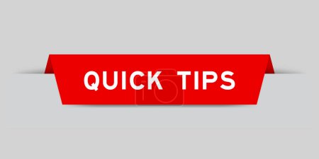 Illustration for Red color inserted label with word quick tips on gray background - Royalty Free Image