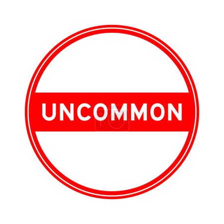 Ilustración de Etiqueta engomada de sello redondo de color rojo en palabra poco común sobre fondo blanco - Imagen libre de derechos