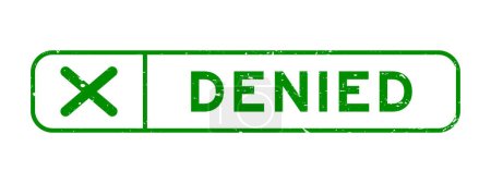 Illustration for Grunge green denied word with wrong check mark icon square rubber seal stamp on white background - Royalty Free Image