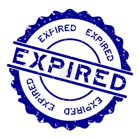Illustration for Grunge blue expired word round rubber seal stamp on white background - Royalty Free Image