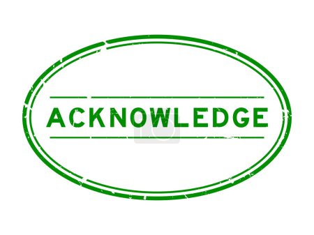 Téléchargez les illustrations : Grunge vert akno/mot cachet ovale en caoutchouc sur fond blanc - en licence libre de droit