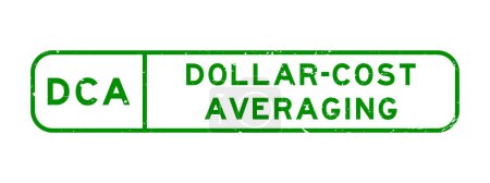 Téléchargez les illustrations : Grunge vert DCA dollar coût moyen mot carré cachet en caoutchouc sur fond blanc - en licence libre de droit