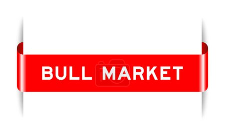Téléchargez les illustrations : Bannière d'étiquette insérée de couleur rouge avec le marché de taureau de mot sur fond blanc - en licence libre de droit