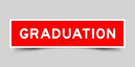 Illustration for Red color square shape sticker label with word graduation on gray background - Royalty Free Image