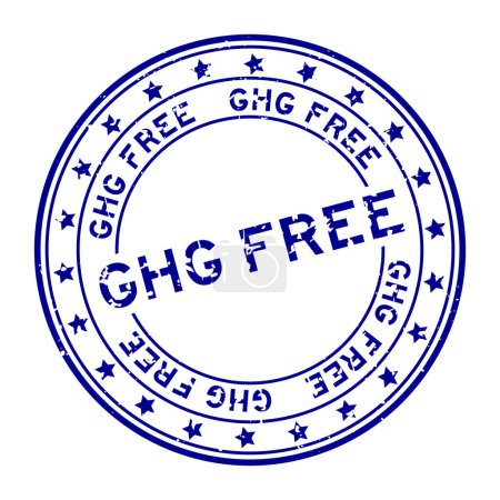Ilustración de Grunge blue GHG (Abreviatura de gases de efecto invernadero) palabra libre sello de goma redonda sobre fondo blanco - Imagen libre de derechos