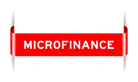 Téléchargez les illustrations : Bannière d'étiquette insérée de couleur rouge avec la microfinance de mot sur fond blanc - en licence libre de droit