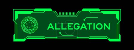 Illustration for Green color of futuristic hud banner that have word allegation on user interface screen on black background - Royalty Free Image