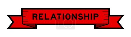 Ribbon label banner with word relationship in red color on white background