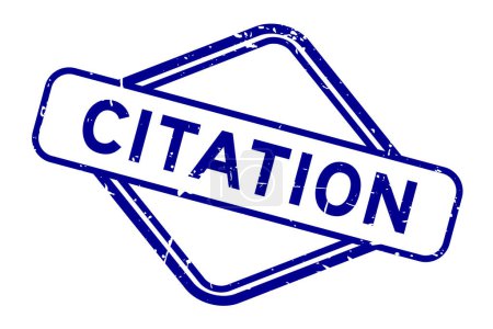 Grunge blue citation word rubber seal stamp on white background